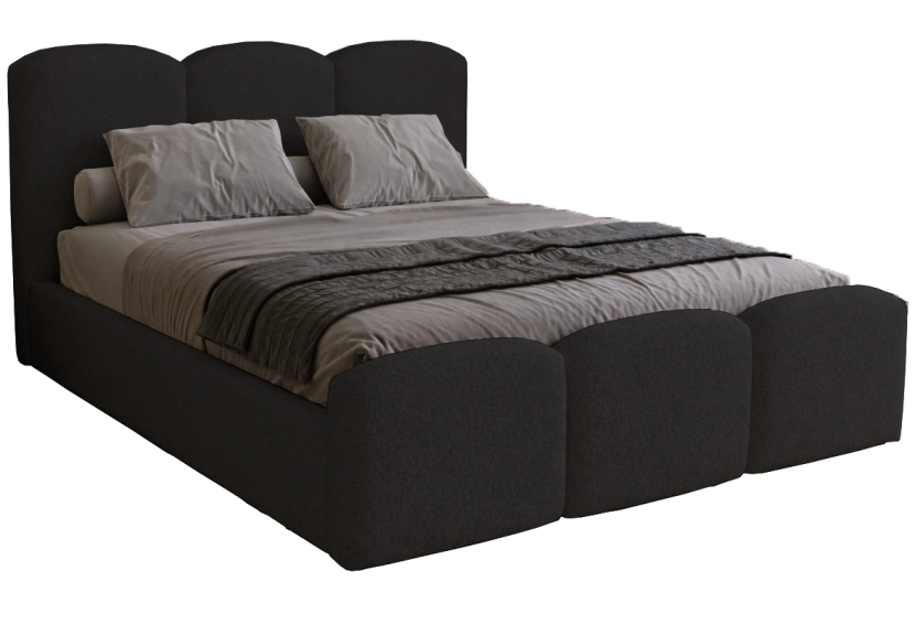 Łóżko dwuosobowe z wysokim przodem 180x200 Capri - Czarny 1053515