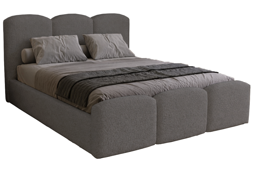 Łóżko dwuosobowe z wysokim przodem 180x200 Capri - Szary 1052034