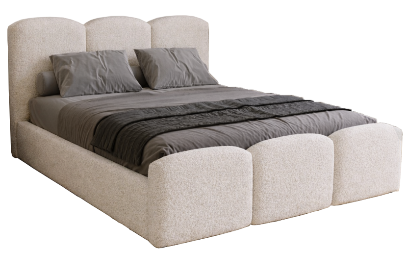 Łóżko dwuosobowe z wysokim przodem 200x200 Capri - Kremowy 1053468