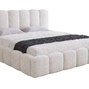 Łóżko dwuosobowe ze stelażem 160×200 Florent boucle – Kremowy 1053095 Łóżko dwuosobowe ze stelażem 160×200 Florent boucle – Kremowy 1053095