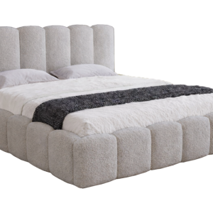 Łóżko dwuosobowe ze stelażem 200×200 Florent boucle – Jasny szary 1052053