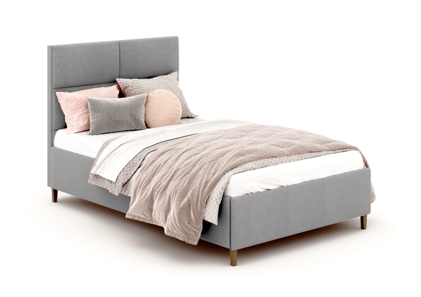 Łóżko Dziecięce AMI Szare 80x200 cm Drewniane Nogi Pikowany Zagłówek 788377