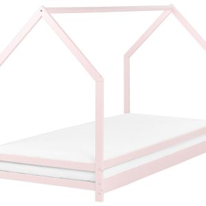 Łóżko dziecięce domek drewniana rama 90×200 cm 299762