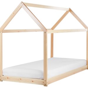Łóżko dziecięce domek drewniana rama 90×200 cm 299769