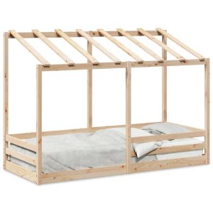 Łóżko Dziecięce Drewniane 75×190 Brązowe Rama Łóżka 1101865 Łóżko Dziecięce Drewniane 75×190 Brązowe Rama Łóżka 1101865