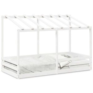 Łóżko Dziecięce Drewniane 90×200 Białe Rama Łóżka 1101873 Łóżko Dziecięce Drewniane 90×200 Białe Rama Łóżka 1101873