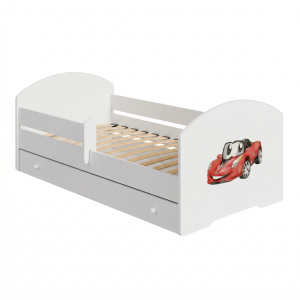 Łóżko dziecięce LUK z szufladą i barierką 160×80 Auto chorągiewką 1040334 Łóżko dziecięce LUK z szufladą i barierką 160×80 Auto chorągiewką 1040334