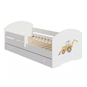 Łóżko dziecięce LUK z szufladą i barierką 160×80 Żółta koparka 1040323 Łóżko dziecięce LUK z szufladą i barierką 160×80 Żółta koparka 1040323