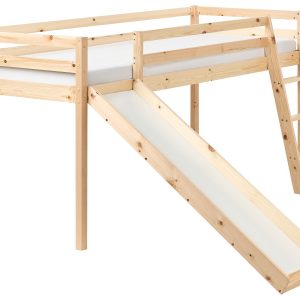 Łóżko dziecięce na antresoli ze zjeżdżalnią 90×200 cm jasnobrązowe 711794 Łóżko dziecięce na antresoli ze zjeżdżalnią 90×200 cm jasnobrązowe 711794