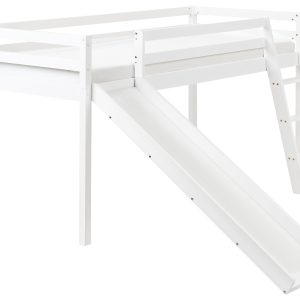 Łóżko dziecięce na antresoli ze zjeżdżalnią drewniane 90×200 cm białe 711796 Łóżko dziecięce na antresoli ze zjeżdżalnią drewniane 90×200 cm białe 711796
