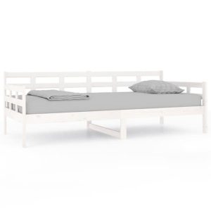 Łóżko dzienne białe lite drewno sosnowe 90×200 cm 476789