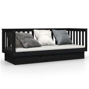 Łóżko dzienne czarne 75×190 cm lite drewno sosnowe 476885