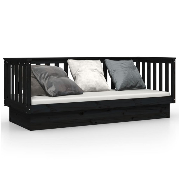 Łóżko dzienne czarne 75x190 cm lite drewno sosnowe 476885