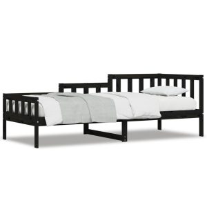 Łóżko dzienne czarne 80×200 cm lite drewno sosnowe 477926 Łóżko dzienne czarne 80×200 cm lite drewno sosnowe 477926