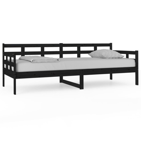 Łóżko dzienne czarne lite drewno sosnowe 80x200 cm 476963