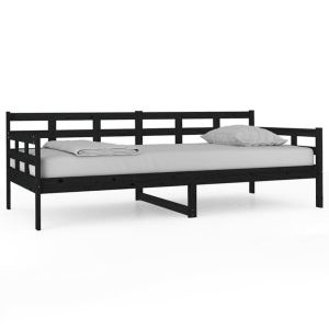 Łóżko dzienne czarne lite drewno sosnowe 90×200 cm 476605 Łóżko dzienne czarne lite drewno sosnowe 90×200 cm 476605