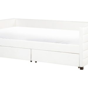 Łóżko dzienne leżanka welurowe 90 x 200 cm złamana biel 598739 Łóżko dzienne leżanka welurowe 90 x 200 cm złamana biel 598739