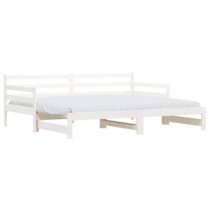 Łóżko dzienne rozsuwane białe 90×200 cm lite drewno sosnowe 476906 Łóżko dzienne rozsuwane białe 90×200 cm lite drewno sosnowe 476906