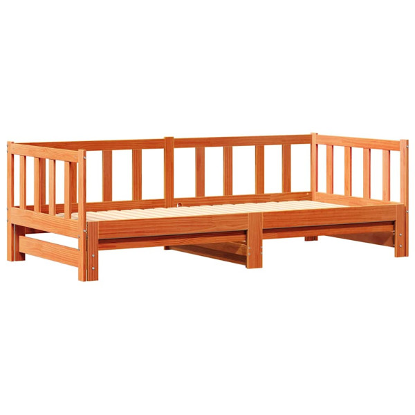 Łóżko Dzienne Rozsuwane Sofa Rama Łóżka Drewniana Brąz 2 x (90x190) cm 845387