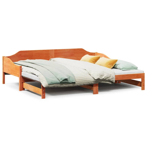 Łóżko Dzienne Rozsuwane Sofa Rama Łóżka Drewniana Brąz 80x200 cm 845454
