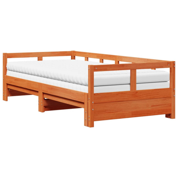 Łóżko Dzienne Rozsuwane Sofa Rama Łóżka Drewniana Brąz 80x200 cm 838378
