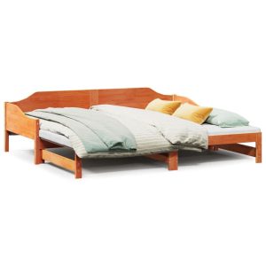 Łóżko Dzienne Rozsuwane Sofa Rama Łóżka Drewniana Brąz 90×190 cm 845398 Łóżko Dzienne Rozsuwane Sofa Rama Łóżka Drewniana Brąz 90×190 cm 845398