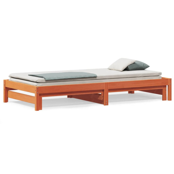Łóżko Dzienne Rozsuwane Sofa Rama Łóżka Drewniana Brąz 90x190 cm 843453