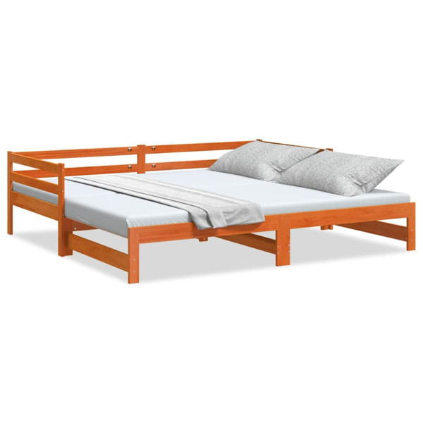 Łóżko Dzienne Rozsuwane Sofa Rama Łóżka Drewniana Brąz 90x200 cm 841732