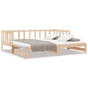 Łóżko Dzienne Rozsuwane Sofa Rama Łóżka Drewniana Brąz 90×200 cm 837053 Łóżko Dzienne Rozsuwane Sofa Rama Łóżka Drewniana Brąz 90×200 cm 837053