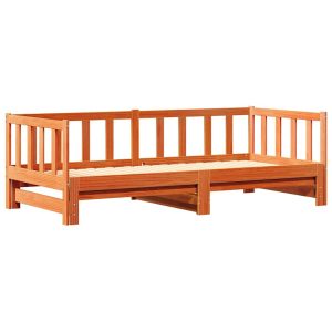 Łóżko Dzienne Rozsuwane Sofa Rama Łóżka Drewniana Brąz 845447 Łóżko Dzienne Rozsuwane Sofa Rama Łóżka Drewniana Brąz 845447