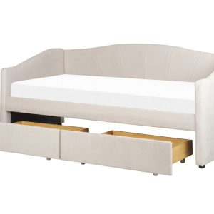 Łóżko dzienne tapicerowane 90×200 cm jasnobeżowe 137975 Łóżko dzienne tapicerowane 90×200 cm jasnobeżowe 137975