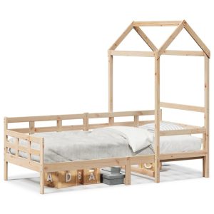 Łóżko dzienne z daszkiem 80×200 cm lite drewno sosnowe 476634 Łóżko dzienne z daszkiem 80×200 cm lite drewno sosnowe 476634