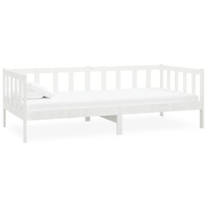 Łóżko dzienne z materacem 90×200 cm białe drewno sosnowe 477575 Łóżko dzienne z materacem 90×200 cm białe drewno sosnowe 477575