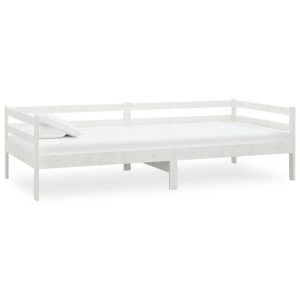 Łóżko dzienne z materacem 90×200 cm białe drewno sosnowe 470868 Łóżko dzienne z materacem 90×200 cm białe drewno sosnowe 470868