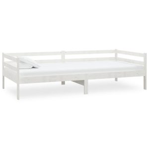 Łóżko dzienne z materacem 90×200 cm białe drewno sosnowe 470876 Łóżko dzienne z materacem 90×200 cm białe drewno sosnowe 470876
