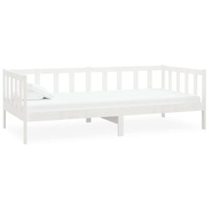 Łóżko dzienne z materacem 90×200 cm białe drewno sosnowe 476712 Łóżko dzienne z materacem 90×200 cm białe drewno sosnowe 476712