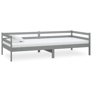 Łóżko dzienne z materacem 90×200 cm szare drewno sosnowe 470874 Łóżko dzienne z materacem 90×200 cm szare drewno sosnowe 470874