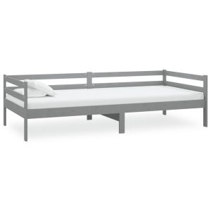 Łóżko dzienne z materacem 90×200 cm szare drewno sosnowe 470877 Łóżko dzienne z materacem 90×200 cm szare drewno sosnowe 470877