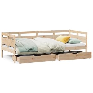 Łóżko dzienne z szufladami 90×190 cm lite drewno sosnowe 476938 Łóżko dzienne z szufladami 90×190 cm lite drewno sosnowe 476938