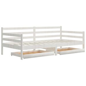 Łóżko dzienne z szufladami 90×200 cm białe drewno sosnowe 476820 Łóżko dzienne z szufladami 90×200 cm białe drewno sosnowe 476820