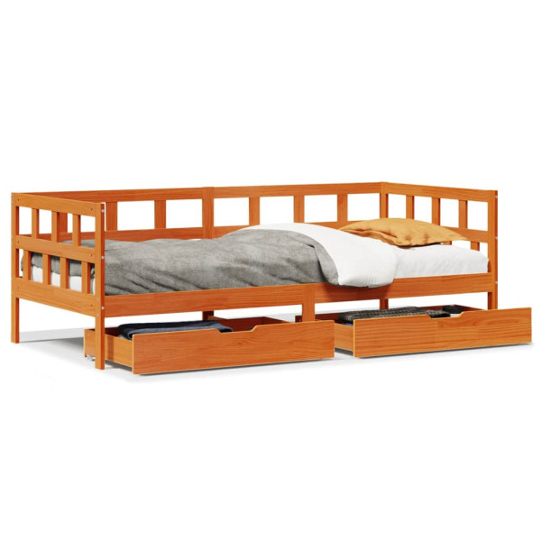 Łóżko dzienne z szufladami bez materaca 90x200cm lite drewno 471778
