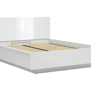 Łóżko Forn 160×200 ze stelażem i pojemnikiem biały połysk 48562 Łóżko Forn 160×200 ze stelażem i pojemnikiem biały połysk 48562