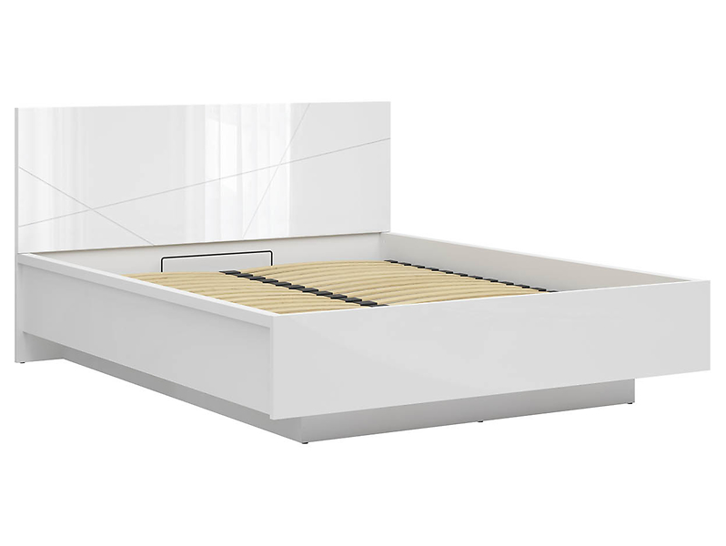Łóżko Forn 160x200 ze stelażem i pojemnikiem biały połysk 48562