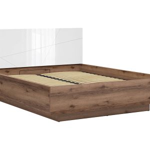 Łóżko Forn 160×200 ze stelażem i pojemnikiem dąb delano ciemny/biały 48564 Łóżko Forn 160×200 ze stelażem i pojemnikiem dąb delano ciemny/biały 48564