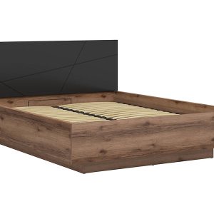 Łóżko Forn 160×200 ze stelażem i pojemnikiem dąb delano ciemny/czarny 48565 Łóżko Forn 160×200 ze stelażem i pojemnikiem dąb delano ciemny/czarny 48565