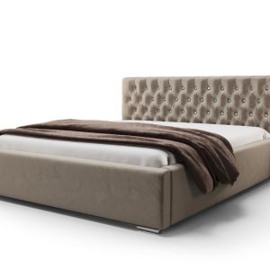 Łóżko Glamour Z Kryształkami Monet Beżowe Stelaż Drewno 160 401108 Łóżko Glamour Z Kryształkami Monet Beżowe Stelaż Drewno 160 401108