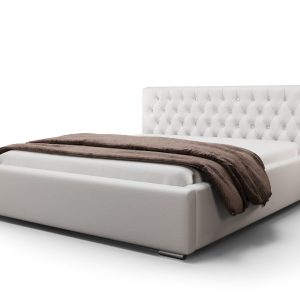 Łóżko Glamour Z Kryształkami Monet Białe Stelaż Drewno 140 401587 Łóżko Glamour Z Kryształkami Monet Białe Stelaż Drewno 140 401587