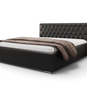 Łóżko Glamour Z Kryształkami Monet Czarne Stelaż Drewno 140 395242 Łóżko Glamour Z Kryształkami Monet Czarne Stelaż Drewno 140 395242