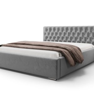 Łóżko Glamour Z Kryształkami Monet Szare Stelaż Metal 120 434896 Łóżko Glamour Z Kryształkami Monet Szare Stelaż Metal 120 434896