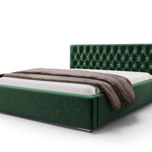 Łóżko Glamour Z Kryształkami Monet Zieleń Stelaż Metal 160 401094 Łóżko Glamour Z Kryształkami Monet Zieleń Stelaż Metal 160 401094